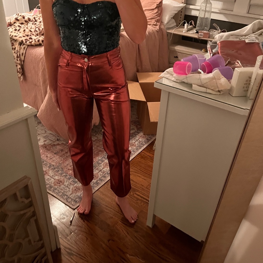 Size 25 BuddyLove Metallic Red (bronze) Pants NWT